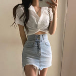 Chic Knotted Short-Sleeve Blouse