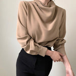 Long Sleeve Flowy Neckline Blouse