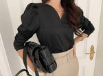 Heart Neckline Long Sleeve Blouse