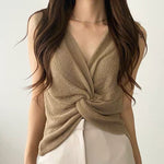 Front Knot Loose Knit Tank Top