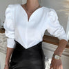 Heart Neckline Long Sleeve Blouse