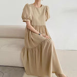 Korean Style Tiered Relaxed Midi Dress