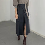 Designer Belted Dress Skirt with Side Slit