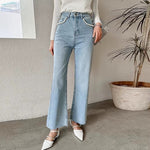 Pearl-Embellished High-Waisted Jeans