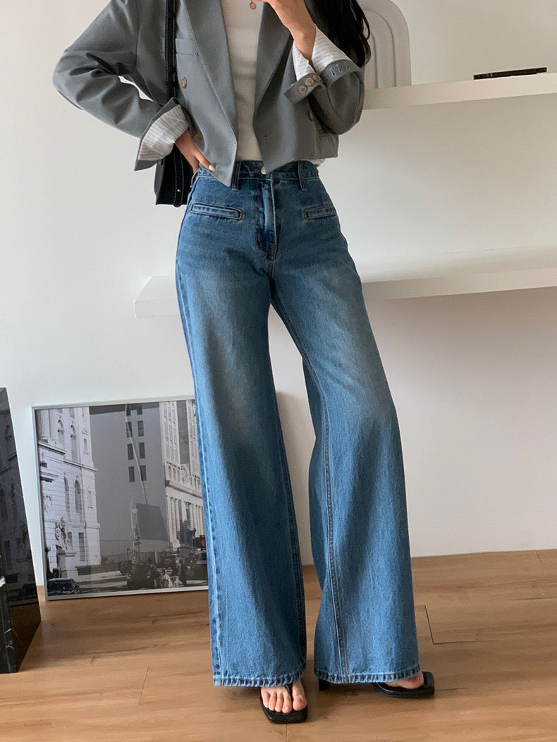 Designer Seam-Back Wide Leg Jeans