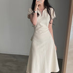 Elegant Polo Collar Midi Dress