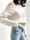 Asymmetrical Drop Shoulder Soft Sweater