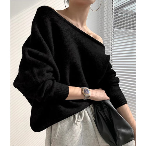 Asymmetrical Drop Shoulder Soft Sweater