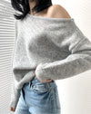 Asymmetrical Drop Shoulder Soft Sweater