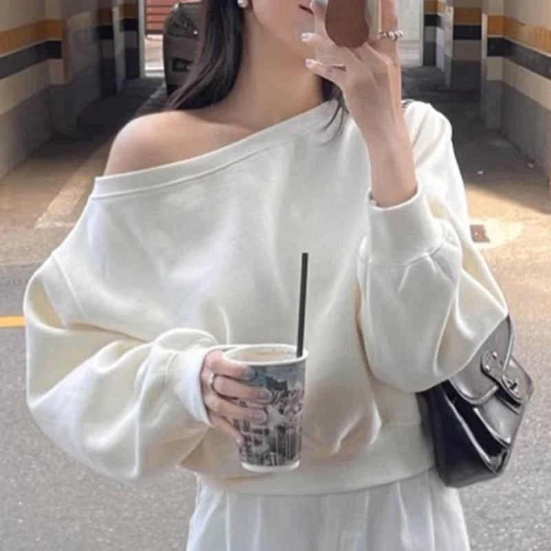 Casual Off-Shoulder Sweatshirt