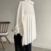 Oversized Pleated Back Button-Up Shirt