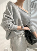 Asymmetrical Drop Shoulder Soft Sweater