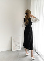 Color Contrast Spliced Sleeve Belted Knit Dress