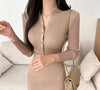 Elegant Ribbed Knit Belted Midi Dress