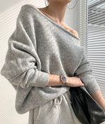 Asymmetrical Drop Shoulder Soft Sweater