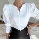 Heart Neckline Long Sleeve Blouse