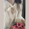 Sheer Relaxed Blouse with Neck Tie