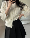 Round Neck Bowtie Ribbon Cardigan