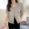 Classic Round Neck Tweed Short Sleeve Jacket