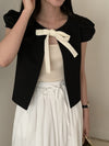 Vintage-Inspired Bow-Tie Cropped Blazer