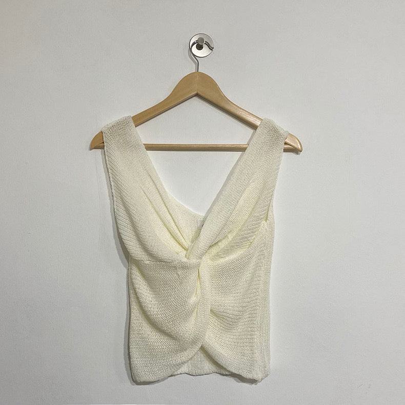 Front Knot Loose Knit Tank Top