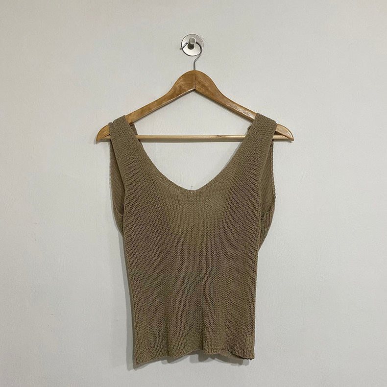 Front Knot Loose Knit Tank Top