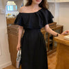 Drop Shoulder Ruffled Cotton Dress