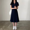 Elegant Polo Collar Midi Dress