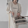 Korean Style Lettered Knit Dress with Cape