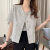 Classic Round Neck Tweed Short Sleeve Jacket