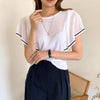 Elegant Ruffled Cap Sleeve Knit Top