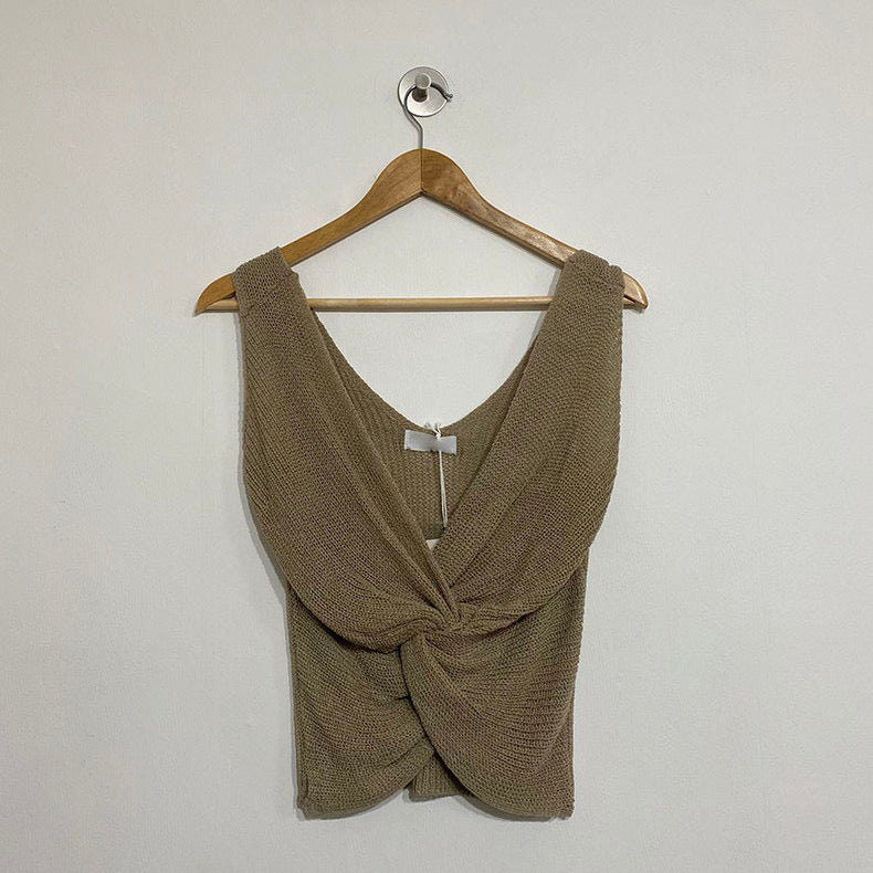 Front Knot Loose Knit Tank Top