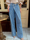 Asymmetric Wrap-Waist Wide-Leg Jeans