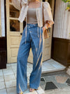 Asymmetric Wrap-Waist Wide-Leg Jeans