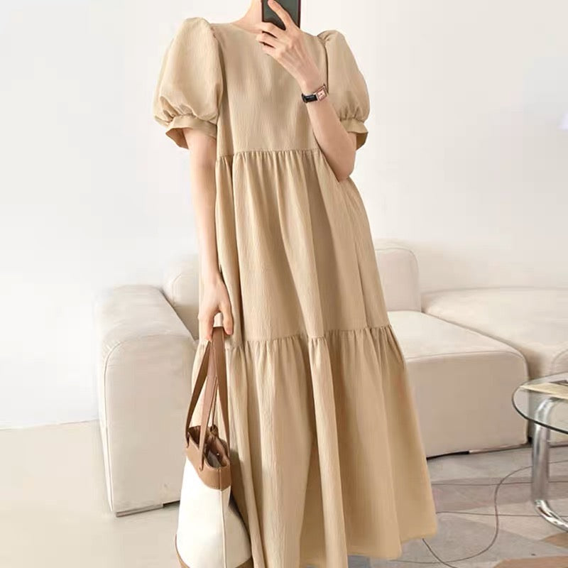 Korean Style Tiered Relaxed Midi Dress MyDearCloset Korean Style Tiered Relaxed Midi Dress MyDearCloset
