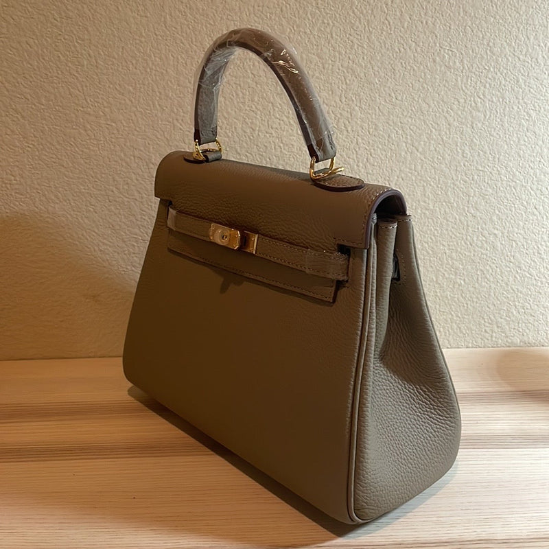 Togo Leather Belted Top Handle Satchel