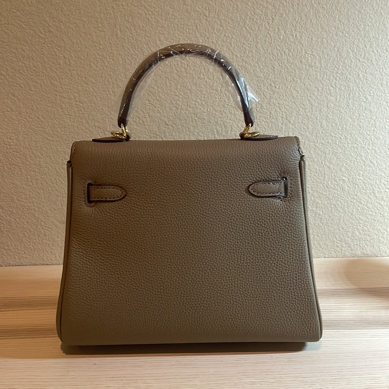 Togo Leather Belted Top Handle Satchel