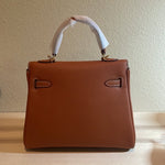 Togo Leather Belted Top Handle Satchel