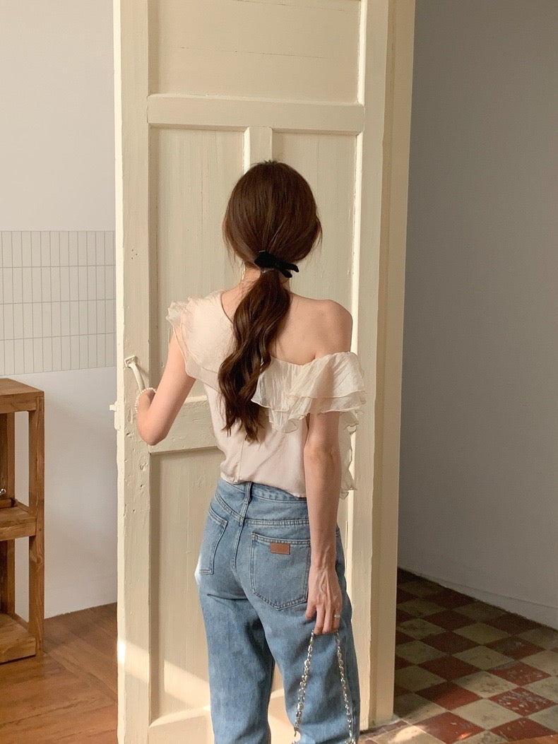 One-Shoulder Ruffle Blouse