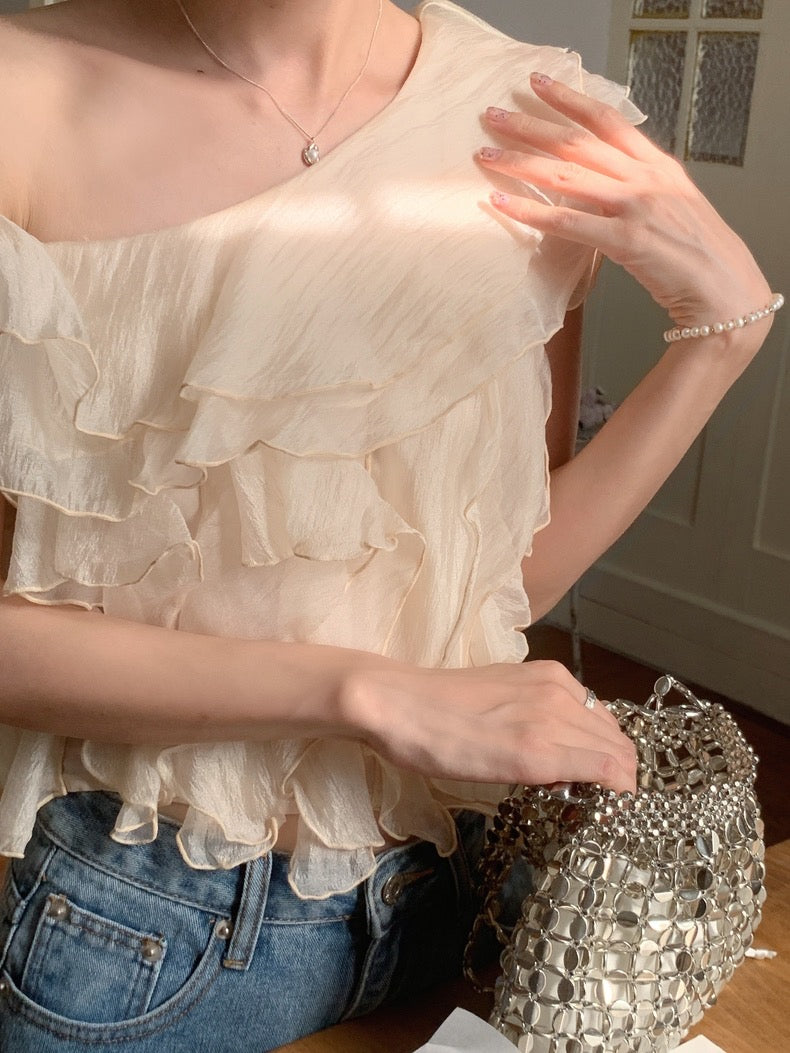 One-Shoulder Ruffle Blouse