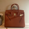 Togo Leather Top Handle Satchel with Lock Key