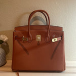 Togo Leather Top Handle Satchel with Lock Key