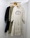 Tiered Loose Long-sleeved Sweatshirt Dress