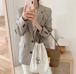 Two-Button Gray Linen Blazer