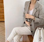 Two-Button Gray Linen Blazer