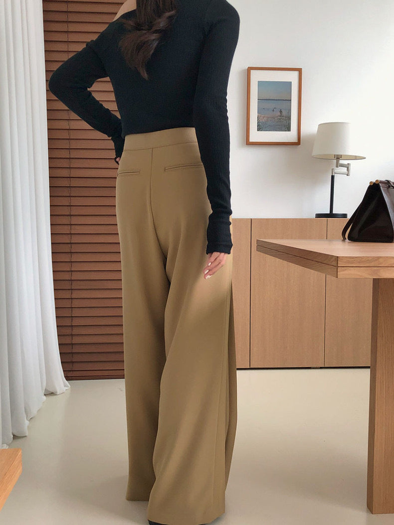 Pleated Wide Leg Casual Pants