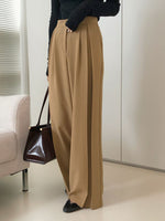 Pleated Wide Leg Casual Pants