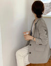 Two-Button Gray Linen Blazer