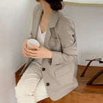 Two-Button Gray Linen Blazer