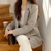 Two-Button Gray Linen Blazer